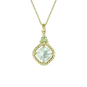 Green Amethyst and Tsavorite Fashion Pendant in 10K Yelow Gold - jewelerize.com