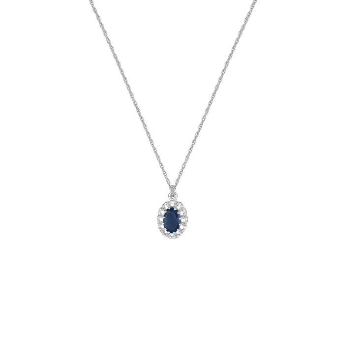 Sapphire and Diamond Fashion Pendant in 10K White Gold - jewelerize.com