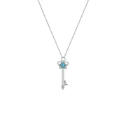 Blue Topaz and Diamond Accent Key Pendant in 10K Gold - jewelerize.com