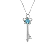 Blue Topaz and Diamond Accent Key Pendant in 10K Gold - jewelerize.com