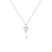 Diamond Accent Heart Key Pendant in Sterling Silver - jewelerize.com