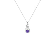 Amethyst Necklace - Amethyst & Diamond Twist Pendant in Silver - jewelerize.com