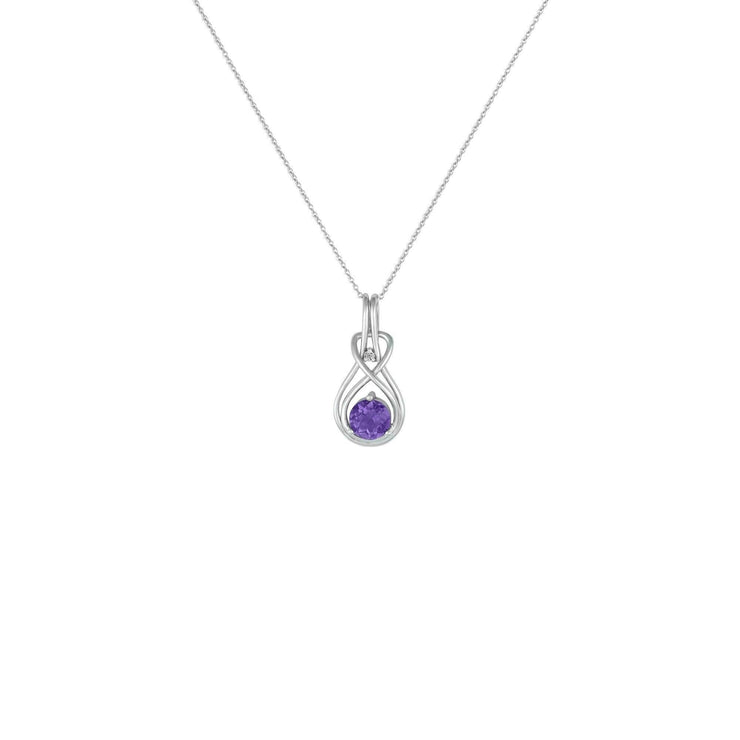 Amethyst Necklace - Amethyst & Diamond Twist Pendant in Silver - jewelerize.com