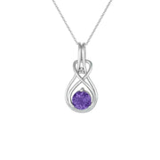 Amethyst Necklace - Amethyst & Diamond Twist Pendant in Silver - jewelerize.com