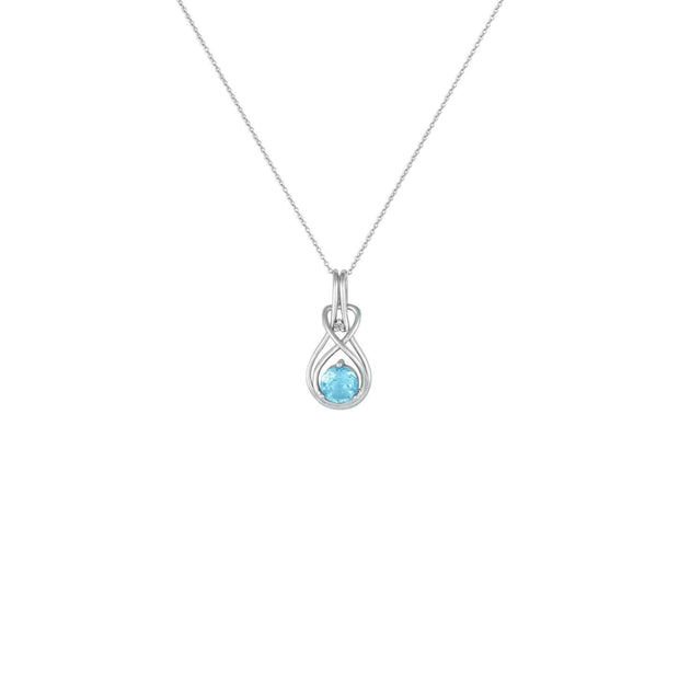 Blue Topaz Necklace - Blue Topaz & Diamond Twist Pendant in Silver - jewelerize.com