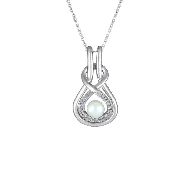 Pearl and Diamond Accent Fashion Pendant in Silver - jewelerize.com