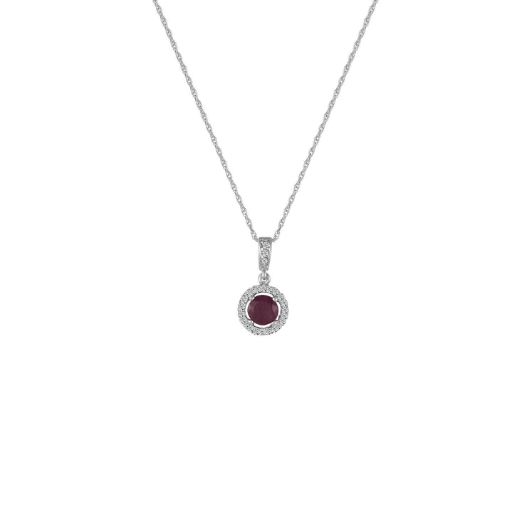 Ruby and Diamond Accent Fashion Pendant in 10K White Gold - jewelerize.com