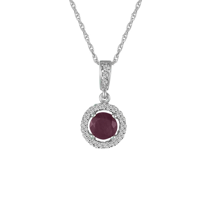 Ruby and Diamond Accent Fashion Pendant in 10K White Gold - jewelerize.com
