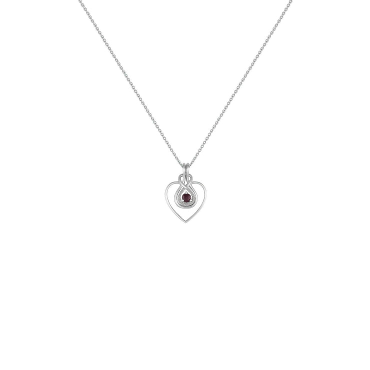 Ruby and Diamond Accent Heart Pendant in Sterling Silver - jewelerize.com
