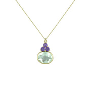 Green Amethyst and Purple Amethyst Pendant in 10K Yellow Gold - jewelerize.com