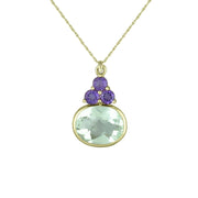 Green Amethyst and Purple Amethyst Pendant in 10K Yellow Gold - jewelerize.com