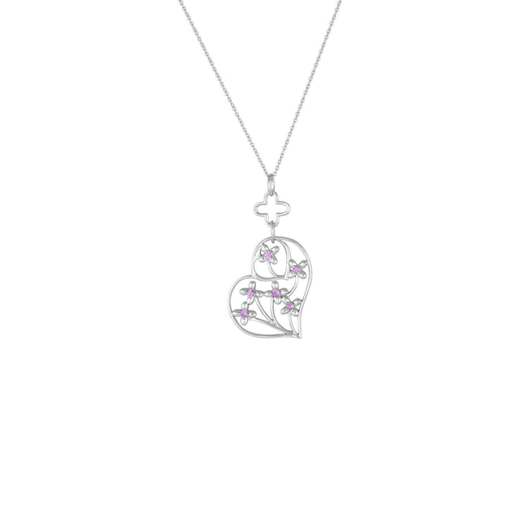 Created Pink Sapphire Heart Pendant in Sterling Silver - jewelerize.com