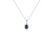 Blue Sapphire and Diamond Pendant in Sterling Silver - jewelerize.com