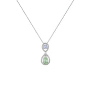 Green Amethyst and Pink Amethyst Fashion Drop Pendant in Silver - jewelerize.com