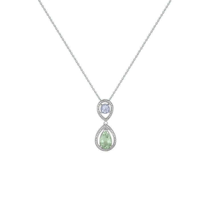 Green Amethyst and Pink Amethyst Fashion Drop Pendant in Silver - jewelerize.com