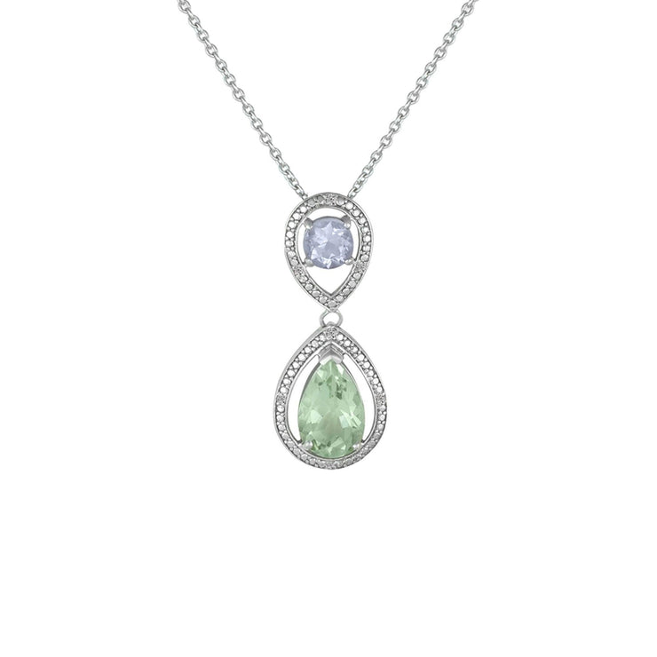 Green Amethyst and Pink Amethyst Fashion Drop Pendant in Silver - jewelerize.com