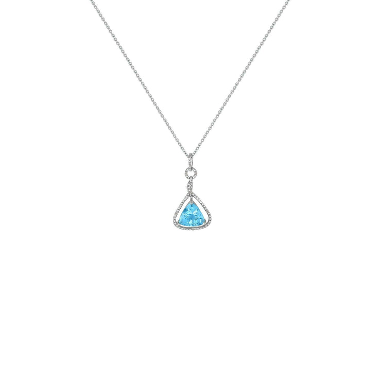 Blue Topaz and Diamond Accent Fashion Pendant in Silver - jewelerize.com