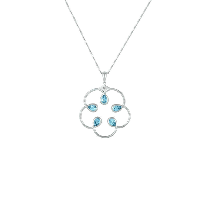 Blue Topaz and Diamond Accent Fashion Pendant in Silver - jewelerize.com