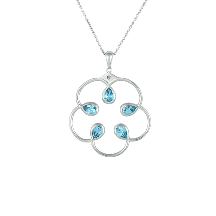 Blue Topaz and Diamond Accent Fashion Pendant in Silver - jewelerize.com