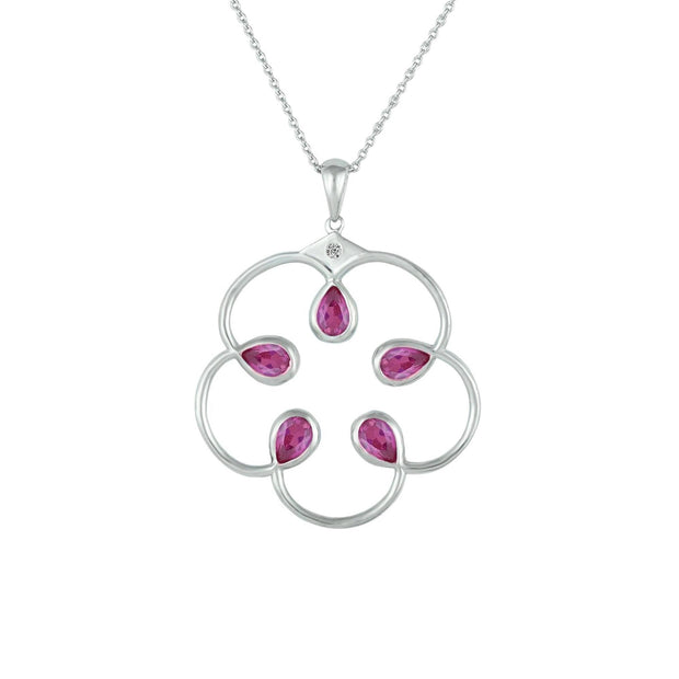 Pink Sapphire Pendant - Fashion Necklace with Created Pink Sapphires - jewelerize.com