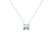 Created Opal and Blue Topaz Butterfly Pendant in Silver - jewelerize.com
