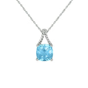 Blue Topaz Fashion Pendant in Sterling Silver - jewelerize.com