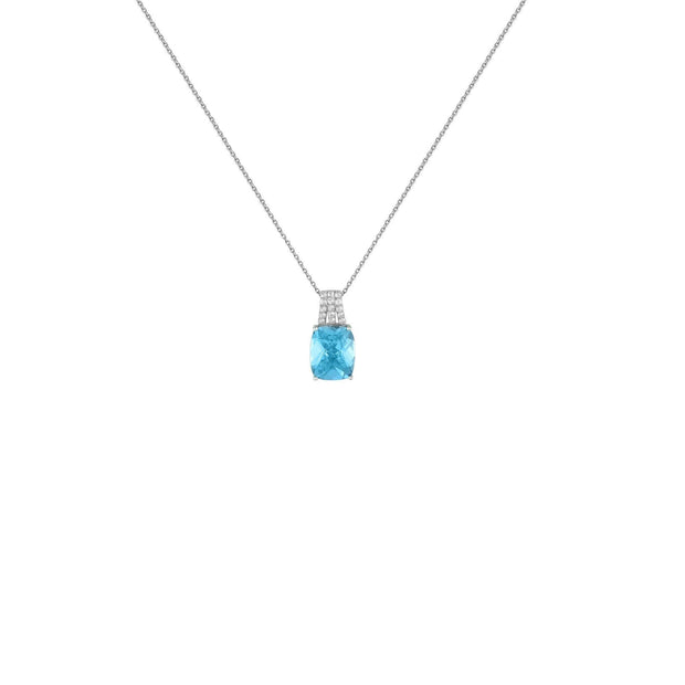 Blue Topaz Necklace - Blue & White Topaz Fashion Pendant in Silver - jewelerize.com