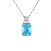 Blue Topaz Necklace - Blue & White Topaz Fashion Pendant in Silver - jewelerize.com