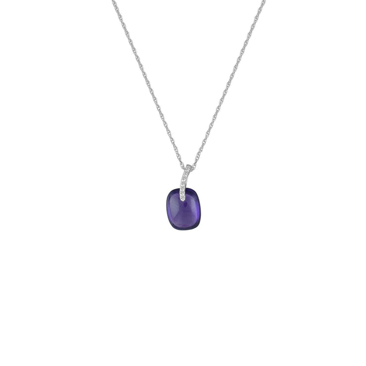 Amethyst and Diamond Accent Fashion Pendant in 10K White Gold - jewelerize.com
