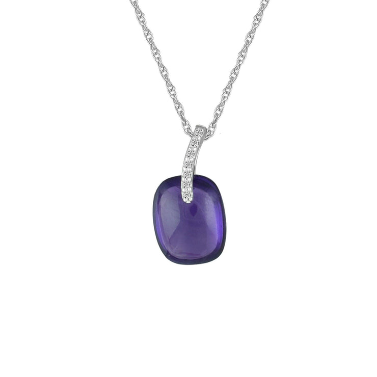Amethyst and Diamond Accent Fashion Pendant in 10K White Gold - jewelerize.com