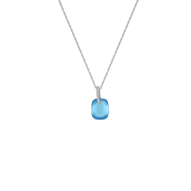 Blue Topaz and Diamond Accent Fashion Pendant in 10K White Gold - jewelerize.com