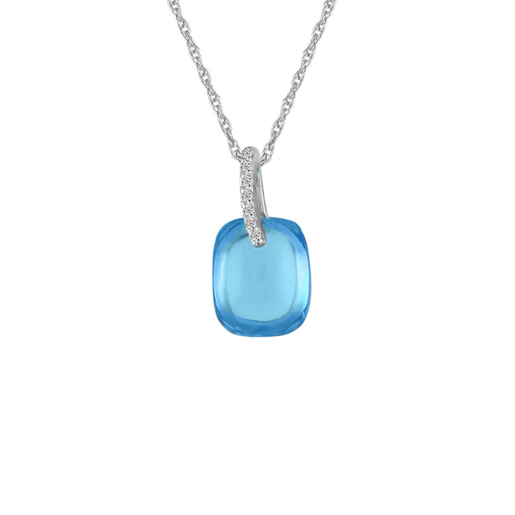 Blue Topaz and Diamond Accent Fashion Pendant in 10K White Gold - jewelerize.com