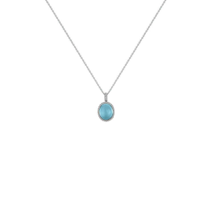 Blue Topaz and Diamond Accent Fashion Pendant in Silver - jewelerize.com