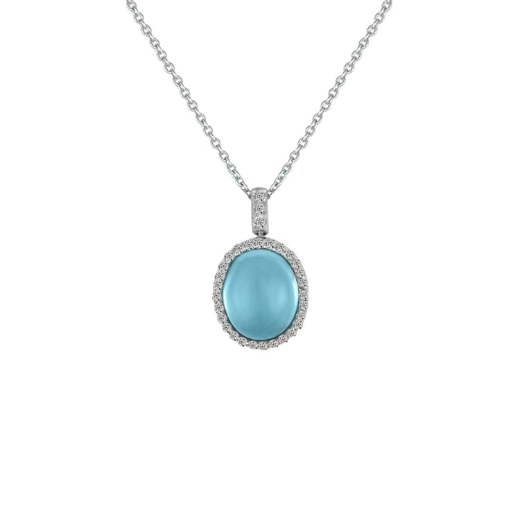 Blue Topaz and Diamond Accent Fashion Pendant in Silver - jewelerize.com