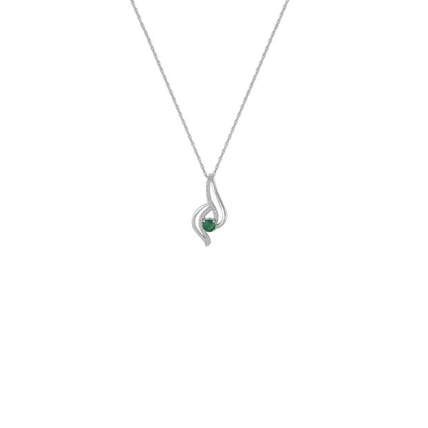 Emerald and Diamond Accent Fashion Pendant in 10K White Gold - jewelerize.com