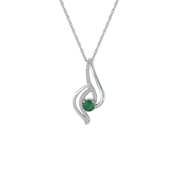 Emerald and Diamond Accent Fashion Pendant in 10K White Gold - jewelerize.com