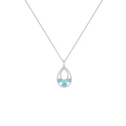 Blue Topaz and Created White Sapphire Fashion Pendant - jewelerize.com