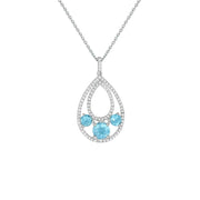 Blue Topaz and Created White Sapphire Fashion Pendant - jewelerize.com