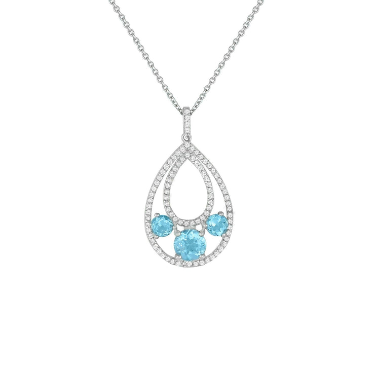 Blue Topaz and Created White Sapphire Fashion Pendant - jewelerize.com