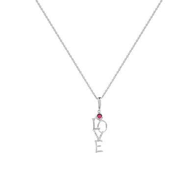 Created Ruby and Diamond 'Love' Pendant - jewelerize.com