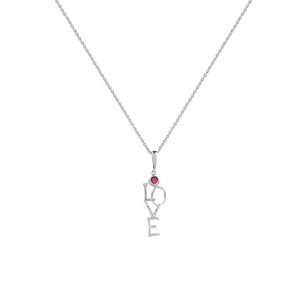 Created Ruby and Diamond 'Love' Pendant - jewelerize.com