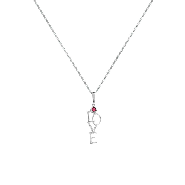 Created Ruby and Diamond 'Love' Pendant - jewelerize.com