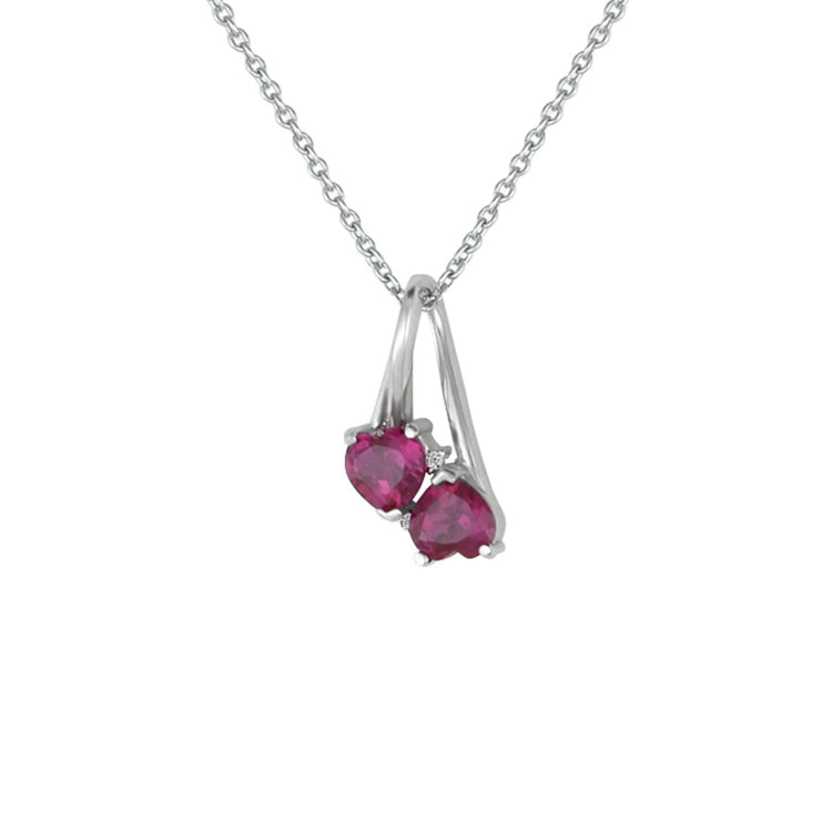Created Ruby and Diamond Accent Double Heart Pendant - jewelerize.com