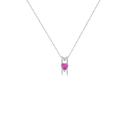 Created Pink Sapphire and Diamond Accent 'Mom' Pendant in Silver - jewelerize.com