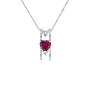 Created Ruby and Diamond Accent 'Mom' Pendant in Silver - jewelerize.com