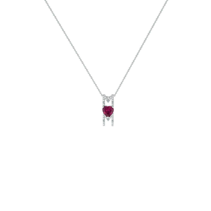Created Ruby and Diamond Accent 'Mom' Pendant in Silver - jewelerize.com