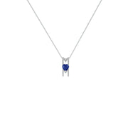 Created Blue and White Sapphire 'Mom' Pendant in Silver - jewelerize.com