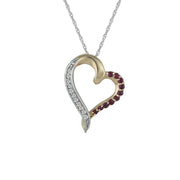 Ruby and Diamond Accent Heart Pendant in 10K Rose Gold - jewelerize.com