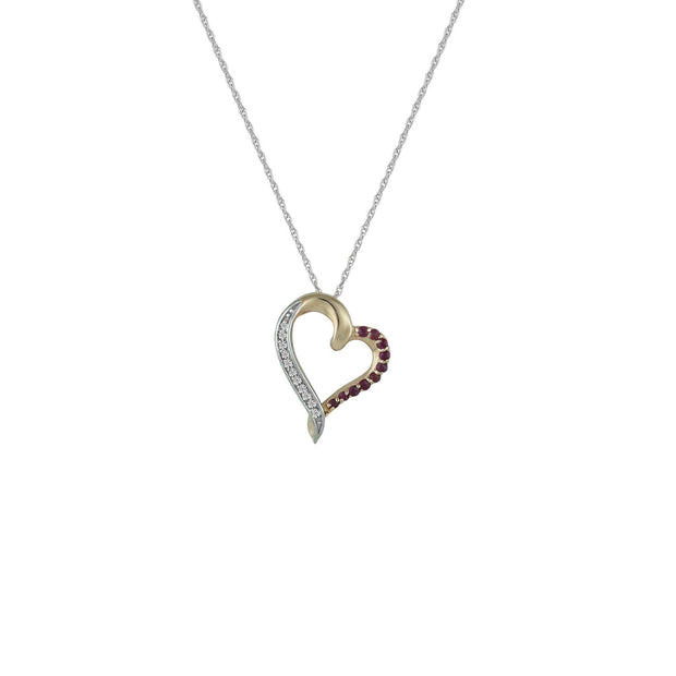 Ruby and Diamond Accent Heart Pendant in 10K Rose Gold - jewelerize.com