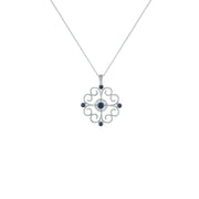 Sapphire and Diamond Accent Fashion Pendant in Sterling Silver - jewelerize.com